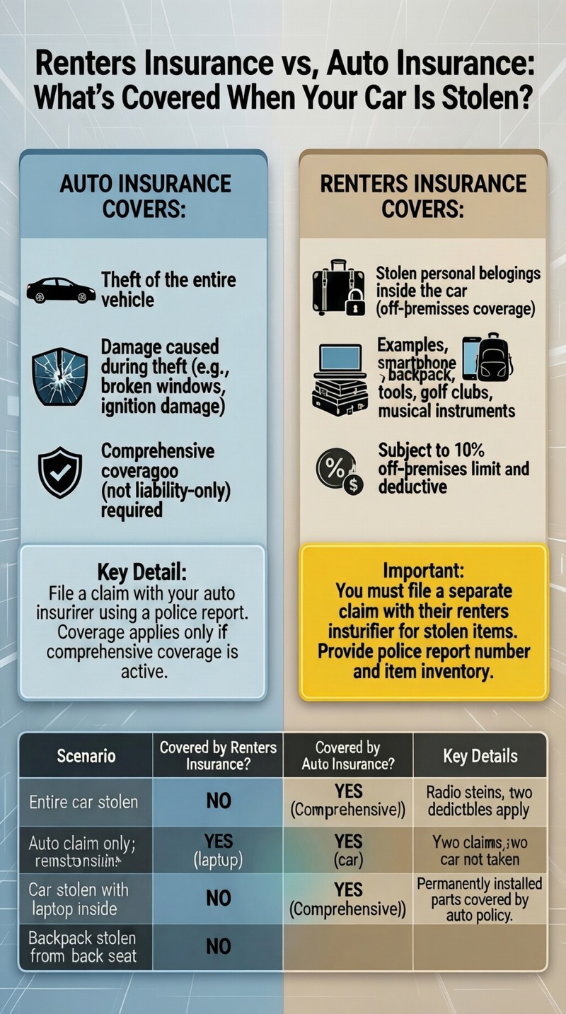 Does renters insurance cover car theft? Infographic