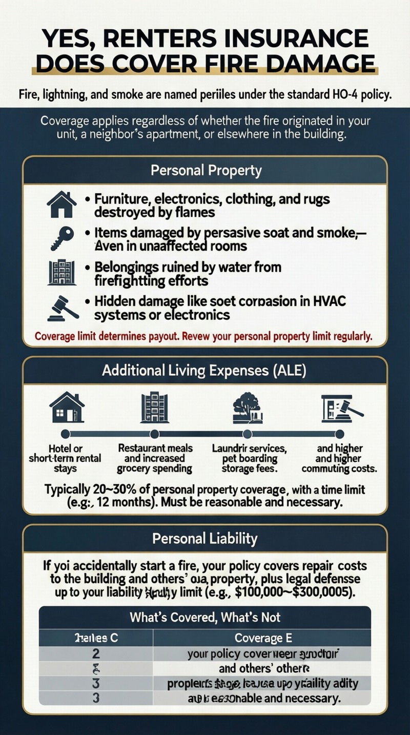 Does renters insurance cover fire damage? Infographic