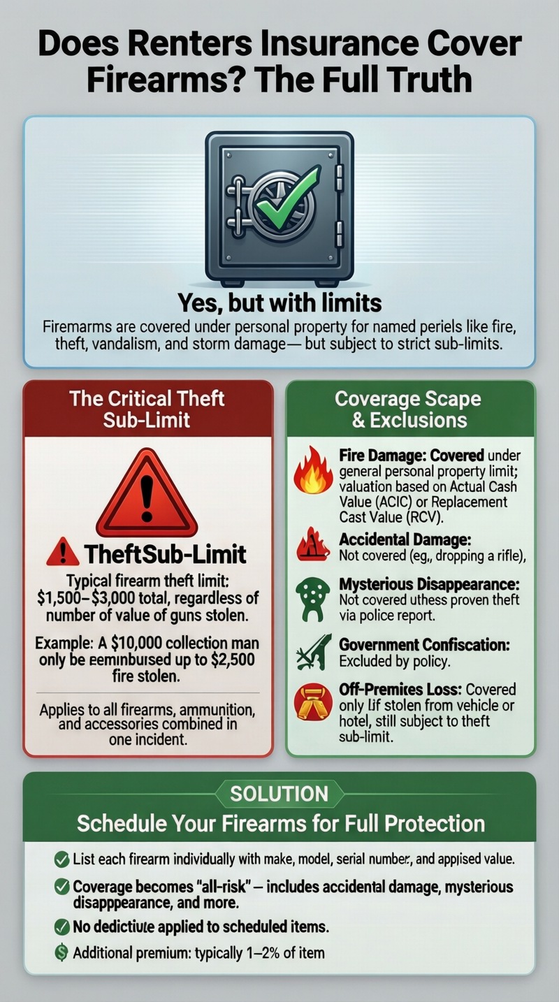 Does renters insurance cover firearms? Infographic