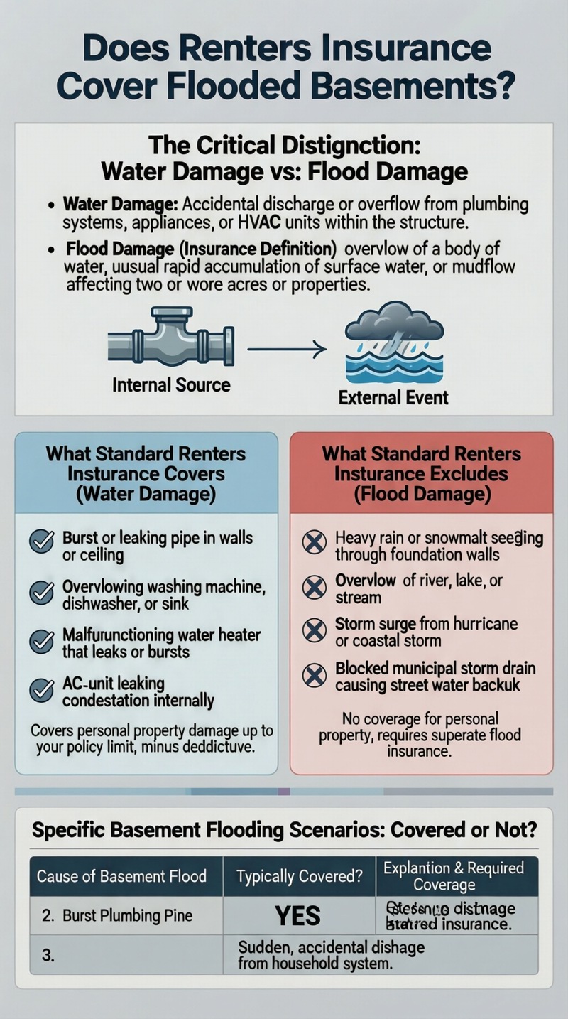 Does renters insurance cover flooded basements? Infographic