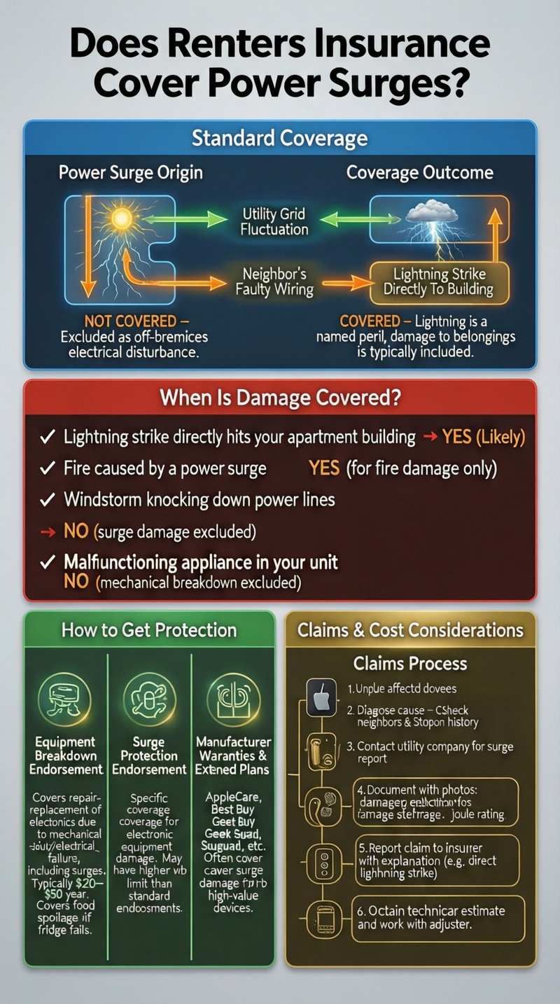 Does renters insurance cover power surges? infographic