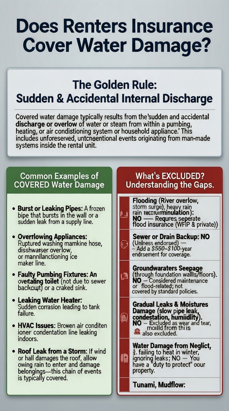 Does renters insurance cover water damage? Infographic