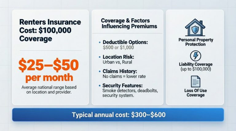 How much is renters insurance for $100,000