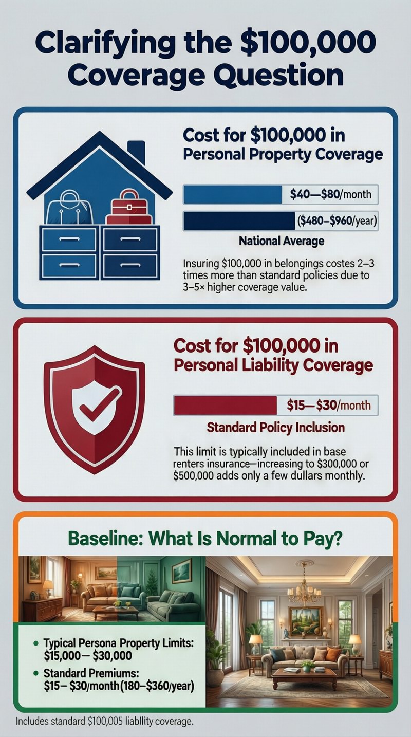 Renters insurance coverage for 100k infographic
