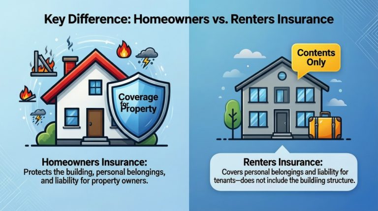what is the primary difference between homeowners insurance and renters insurance?