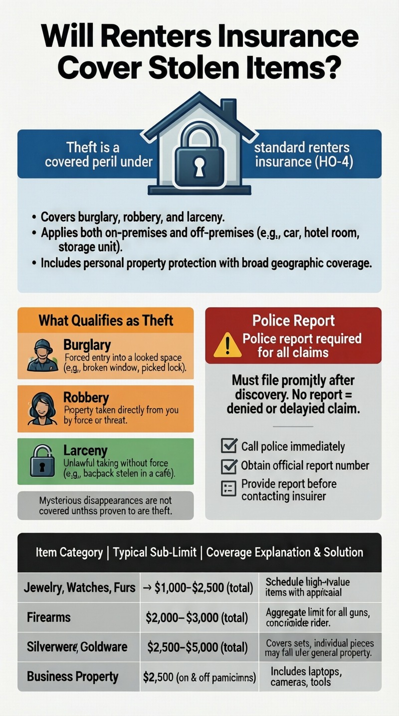 Will renters insurance cover stolen items? Infographic