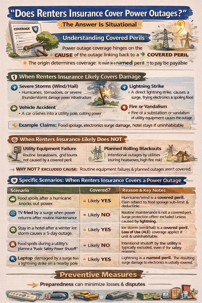 Does renters insurance cover power outage? Infographic