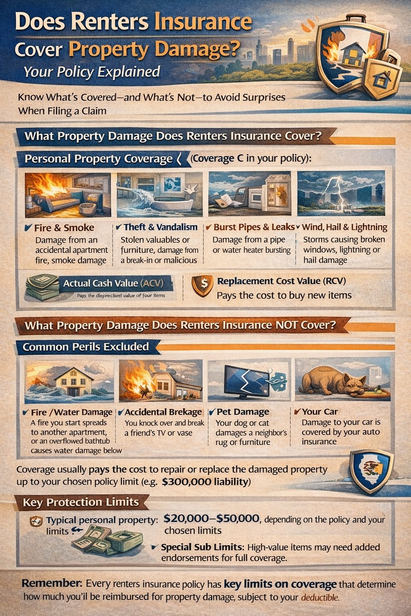 Does renters insurance cover property damage? Infographic