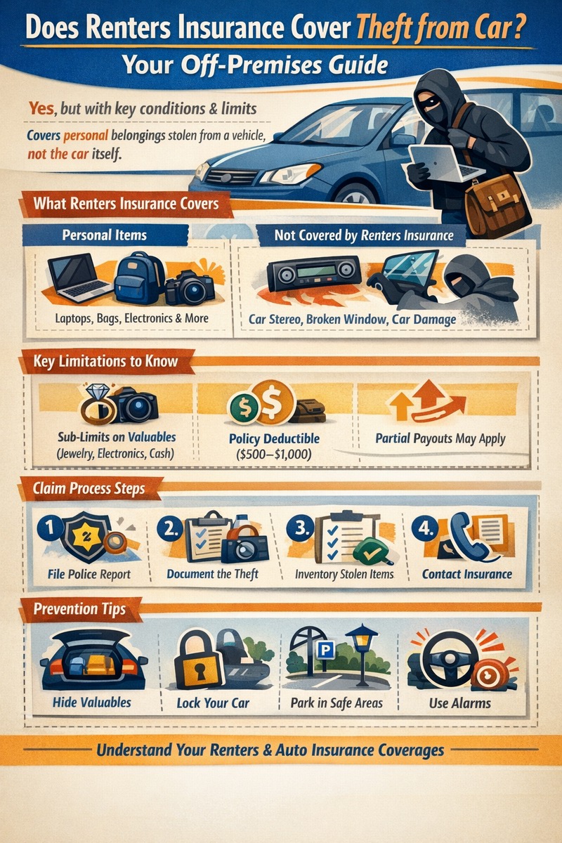 Does renters insurance cover theft from car? Infographic