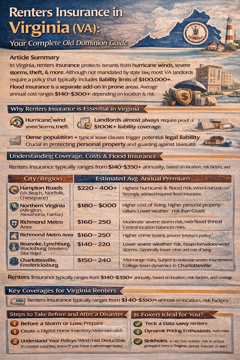 Renters insurance in Virginia VA Infographic