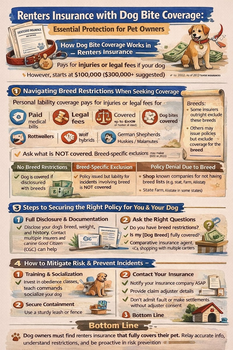 Renters insurance with dog bite coverage infographic